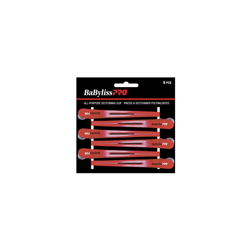 BABYLISSPRO SECTIONING CLIPS ALL PURPOSE RED 6 PK