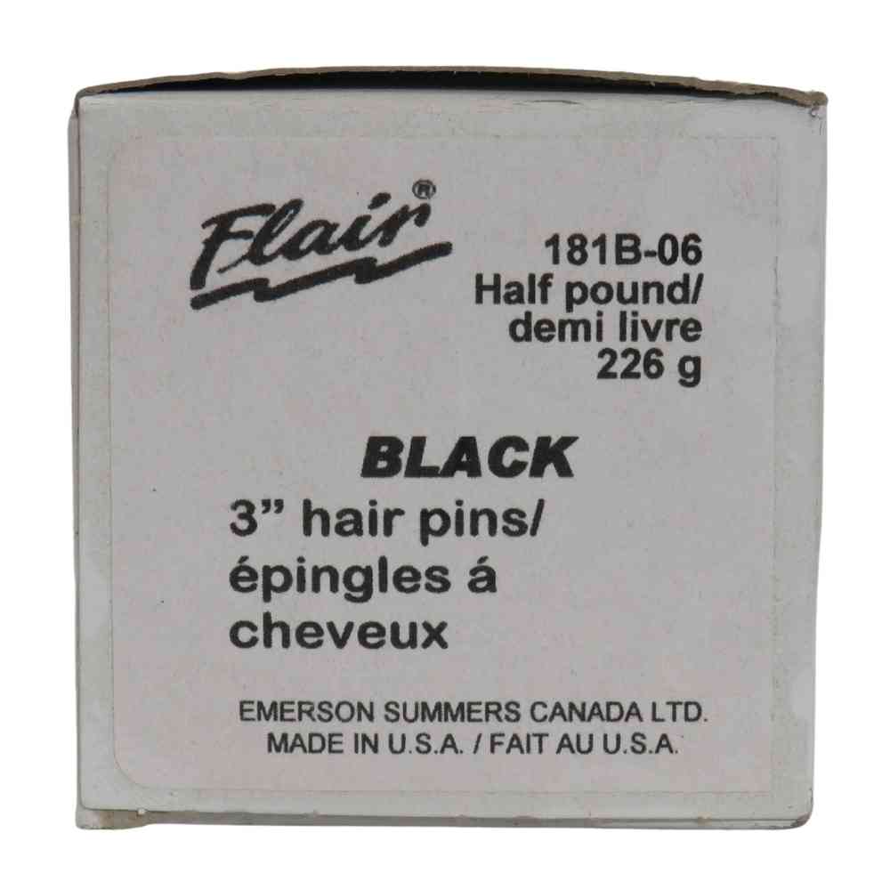 FLAIR HAIR PIN BLACK 3" 1/2LB