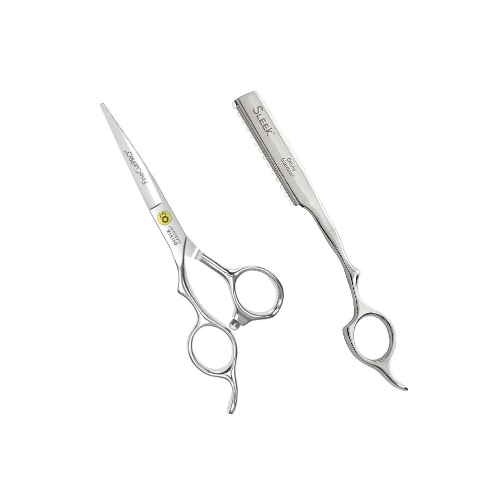 OLIVIA GARDEN FINECUT SHEAR 5.5 IN AND RAZOR LEFT KIT