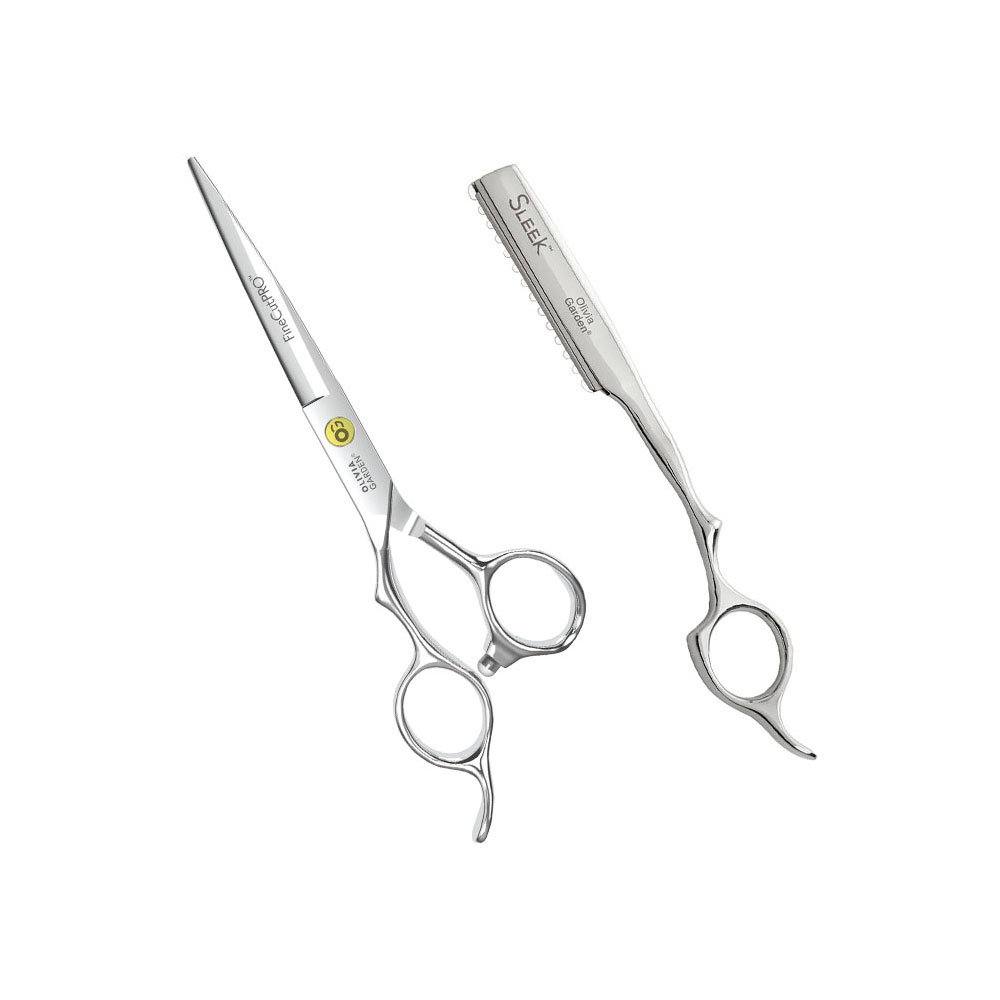 OLIVIA GARDEN FINECUT ENSEMBLE CISEAUX 6 PO RASOIR GAUCHER