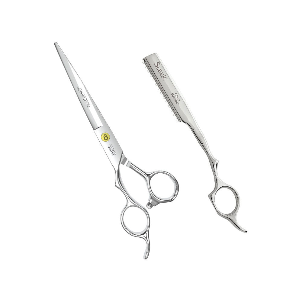 OLIVIA GARDEN FINECUT ENSEMBLE CISEAUX 6.5 PO RASOIR GAUCHER