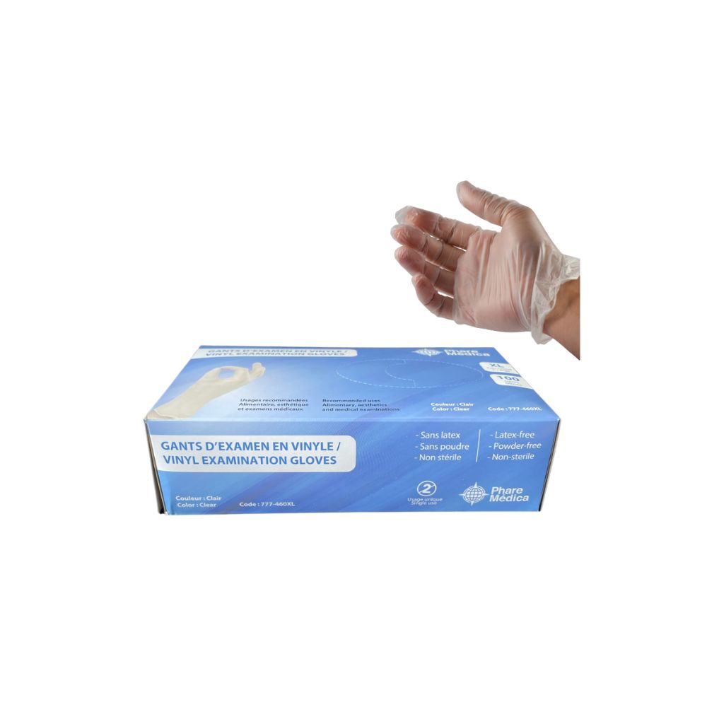 PHARE MEDICA GANTS EN VINYLE TRANSPARENT TRES GRAND