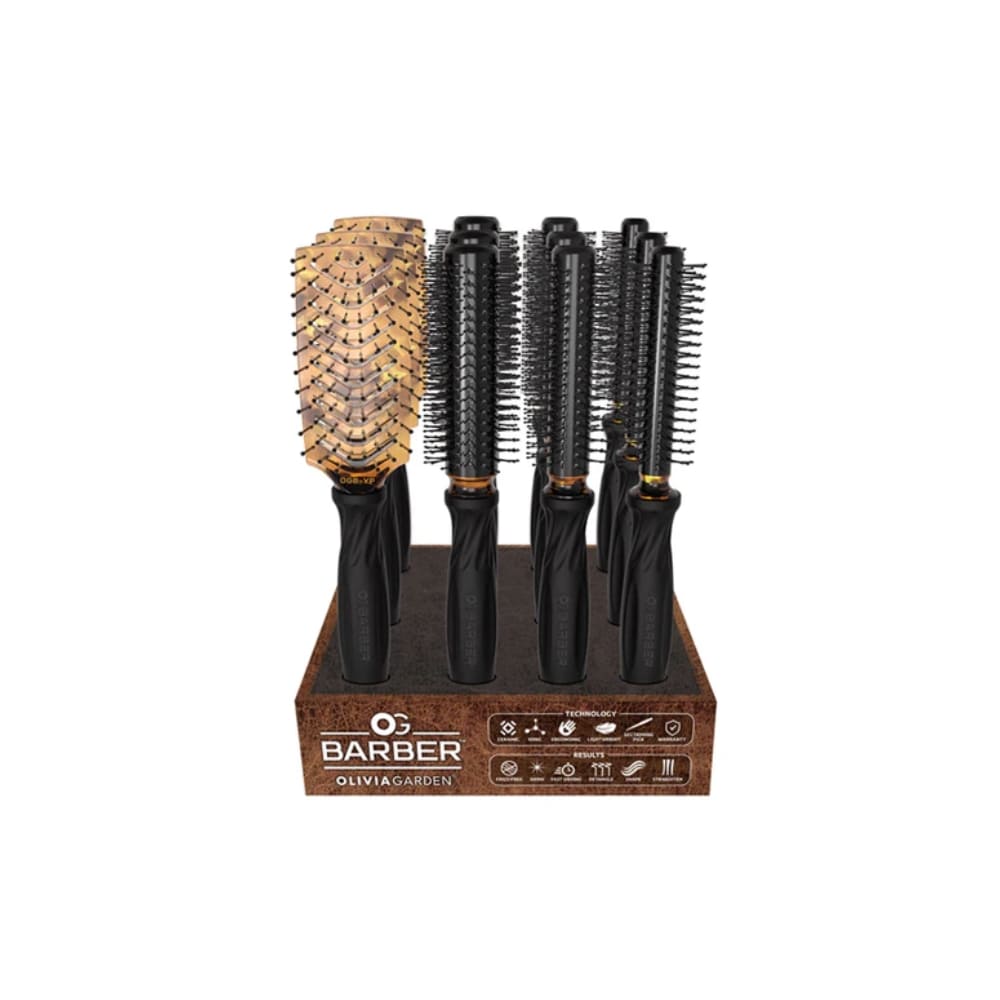 OLIVIA GARDEN BARBER ENSEMBLE DE 12 BROSSES