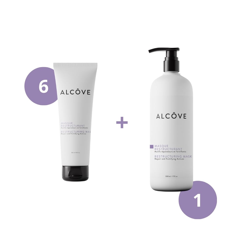 ALCOVE A L'ACHAT DE 6 MASQUES RESTRUCTURANTS 250ML REÇOIS 1 FORMAT 500ML GRATUIT