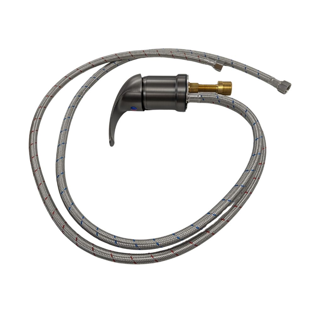 ROBINET GRIS METALLIQUE POUR LAVABO DE COIFFURE CERTIFIE CUPC