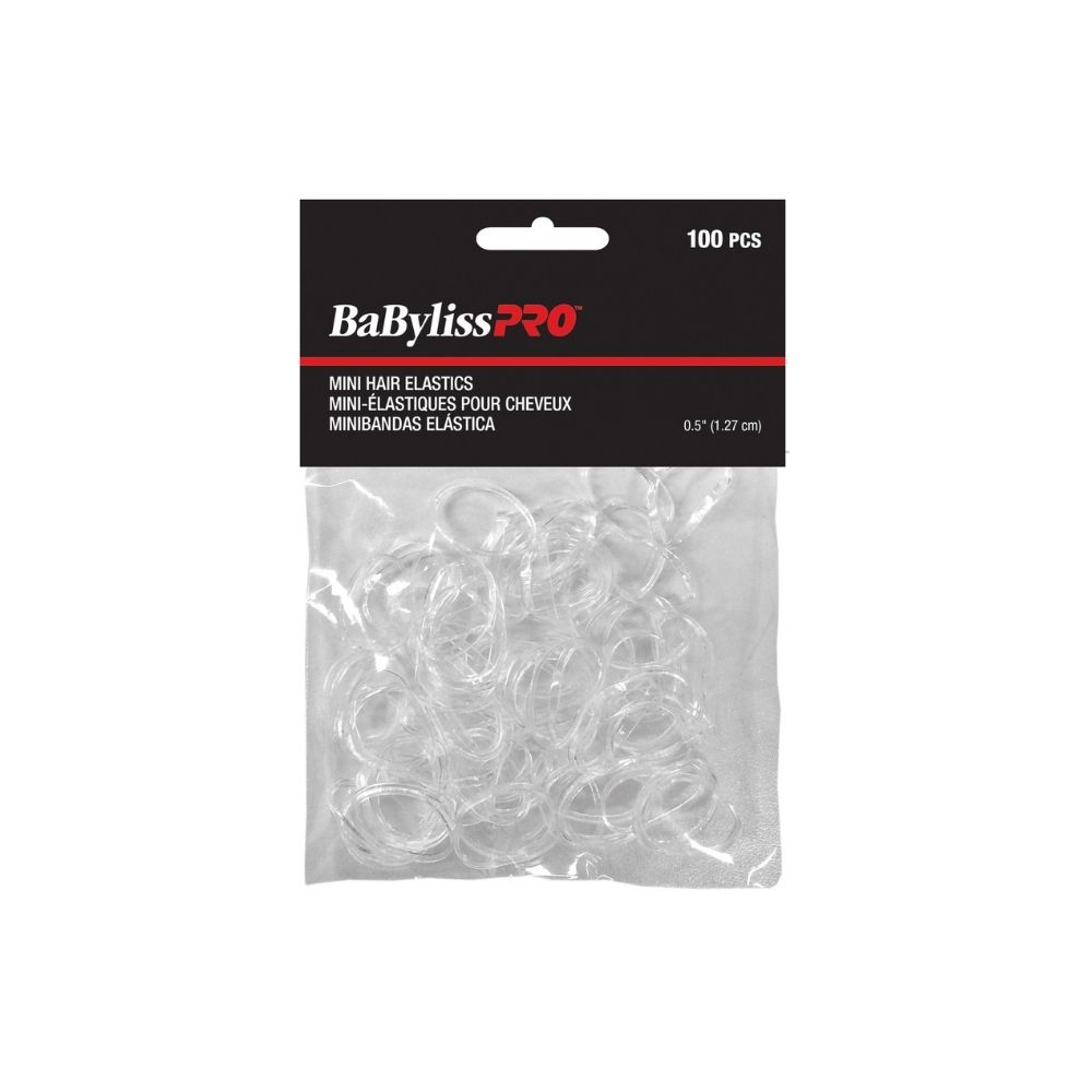 BABYLISSPRO CLEAR MINI HAIR ELASTICS .5IN BAG100