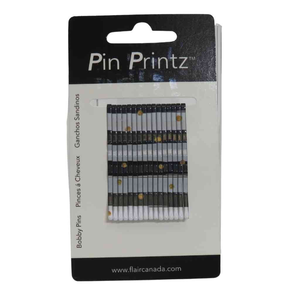 FLAIR CARTE BOBBY PIN RAYURE NOIR BLANCHE GOLD