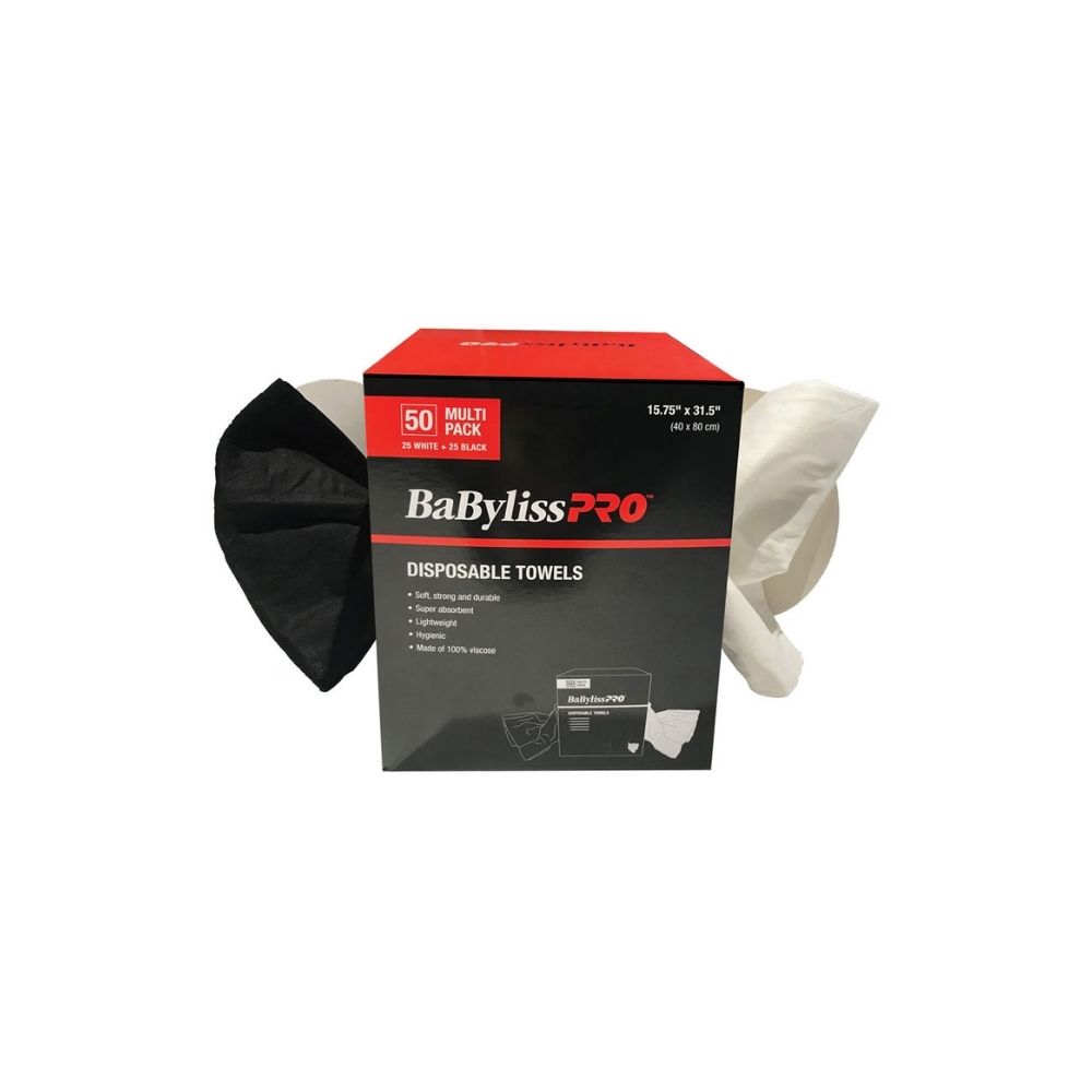 BABYLISSPRO SERVIETTES JETABLES NOIR ET BLANC BTE50