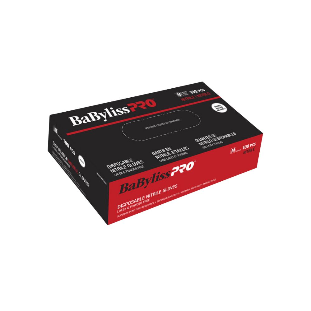BABYLISSPRO GANTS NITRILE BLANC MOYEN BTE/100