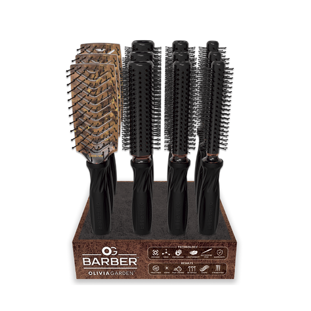 OLIVIA GARDEN BARBER ENSEMBLE DE 12 BROSSES