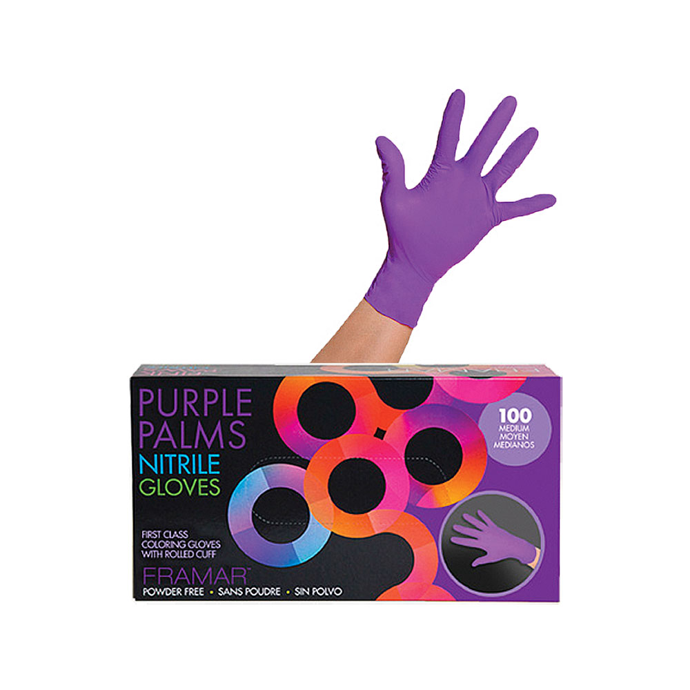 FRAMAR PURPLE PALMS NITRILE MEDIUM GLOVES