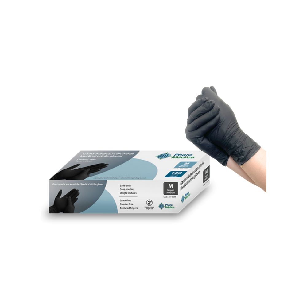 PHARE MEDICA NITRILE GLOVE BLACK LARGE