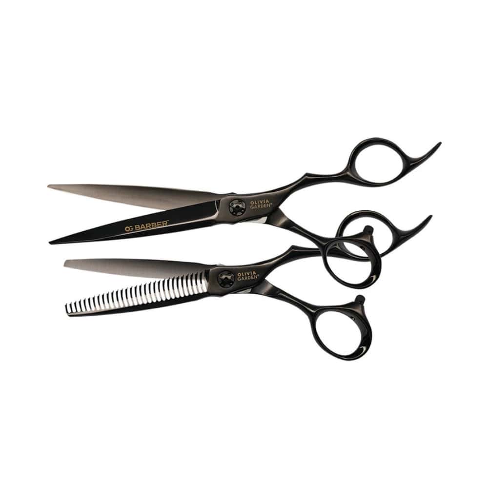 OLIVIA GARDEN BARBER SCISSORS 7 IN SET AND STRAIGHT SLIMMER