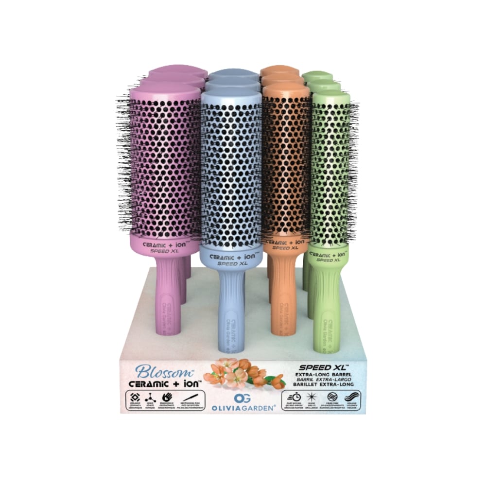 OLIVIA GARDEN ENSEMBLE 12 BROSSES CERAMIC ION SPEED XL BLOSSOM