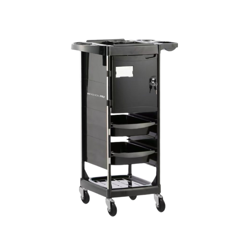 INFASHION PRO DELUXE SALON TROLLEY CART WITH 1 LOCKABLE SECTION 4 DRAWERS