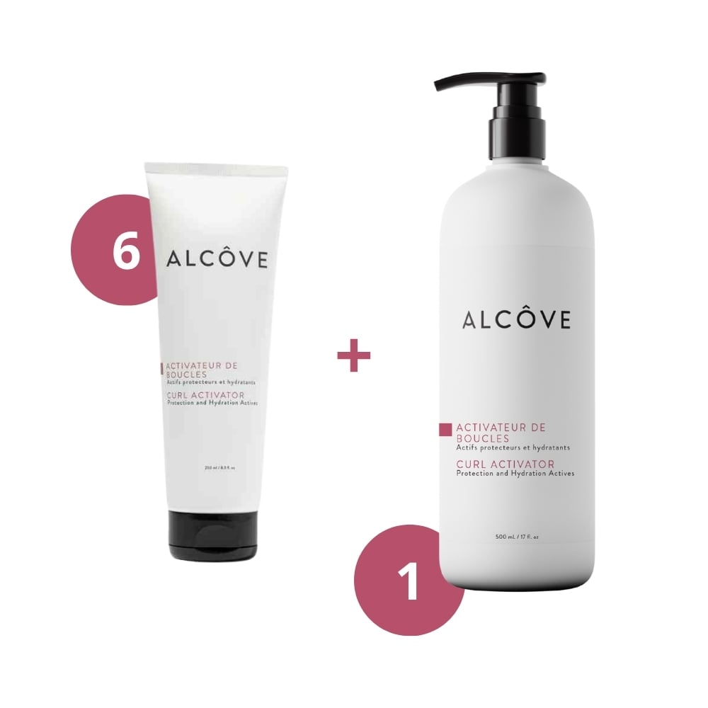 ALCOVE À L’ACHAT DE 6 FORMATS 250 ML REÇOIS UN ACTIVATEUR DE BOUCLES 500 ML GRATUIT